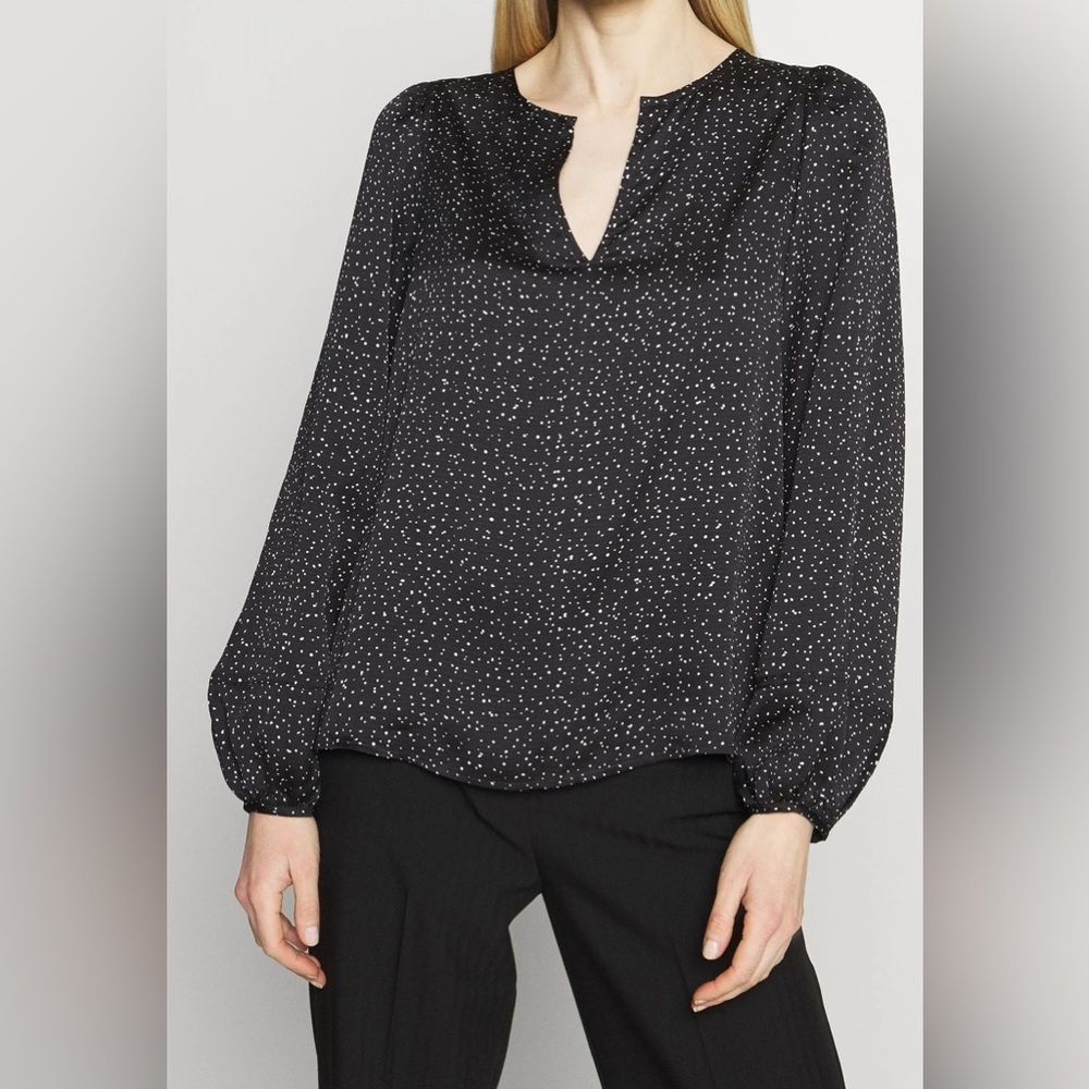 Gap Splitneck Long Sleeve Top True Black Dash Print Size XXL